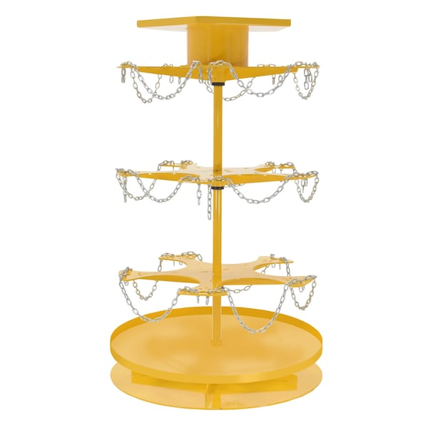 Vestil Steel 5 Gallon Pail Carousel Rack, 15 Pails 350 lbs. Capacity Per Shelf Yellow PAIL-T3-CAR-15 - main